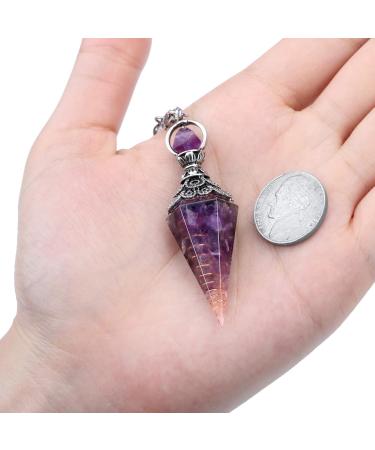 Buy Amethyst Gemstone Pendulum Pendant with Chain for Reiki Healing Dowsing & Scrying - International Shipping Available - Buy Online on GoSupps.com
