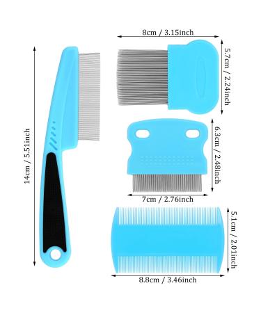 Molain Cat Dog Flea Comb Set - 4-Piece Pet Grooming & Tear Stain Remover Comb (Light Blue) - International Shipping Available - Buy Online on GoSupps.com