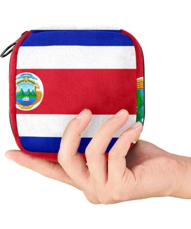 Portable Costa Rica Flag Bandage Storage Bag | Menstrual Cup Pocket with Zipper for Teenagers & Women - Buy Online on GoSupps.com