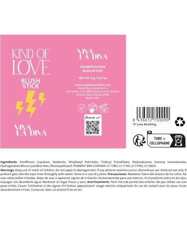 Viva la Diva Kind of Love Blush Stick Color N1 Bombing Rouge Stick with easy use and natural finish - Buy Online on GoSupps.com