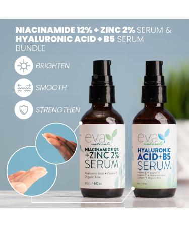 12% Niacinamide & Hyaluronic B5 Serum Bundle - Brightening Pore Minimizer & Anti-Aging Skincare for Youthful Skin - Reduce Dark Spots Fine Lines & Wrinkles - Buy Online on GoSupps.com