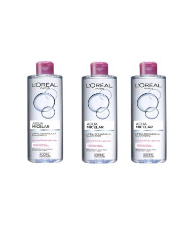 L'OREAL Lot X3 Micelar Water 400ml - Dry and Sensitive Skin - Deeply cleanse your skin - Remove makeup and cleanse the face effectively.