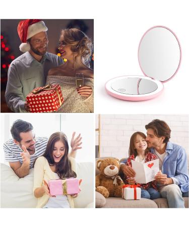 HEYISSU LED Compact Mirror 10X Magnifying Travel Makeup Mirror with Light - Pink 3.5 inch Pocket Purse Handbag Mirror - Buy Online on GoSupps.com