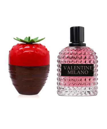 Women's Perfume Combo Set Milano Women&Strawberry Floral Fruity Fragrance Eau De Parfum Elegant 100ml Bottle Natural Spray Each for Daily Used Milano&Strawberry