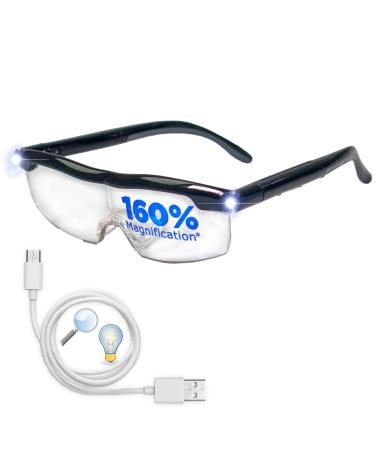 5 STAR SUPER DEALS LED Magnifying Glasses Lighted Eyewear Sight Enhancing Glasses - 160% Magnification Eyeglasses USB Rechargeable For Reading Crafts & DIY projects