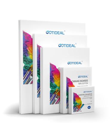 GOTIDEAL Canvases for Painting 18 Pack Canvas Boards Multipack 4x4 5x7 8x10 9x12 11x14 Primed White Blank Artist Canvas Panels Variety Pack for Acrylic Paint Oil Paint Watercolor Gouache - Buy Online on GoSupps.com