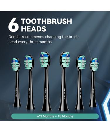 JTF Electric Toothbrush Set for Adults & Teens - 6 Brush Heads, Travel Case, 12H Charge, 2 Min Timer, 5 Modes - Black - Buy Online on GoSupps.com
