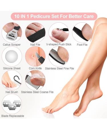 Waterproof Electric Callus Remover for Feet - Rechargeable Pedicure Kit with 3 Roller Heads, 2 Speeds, LED Display - Foot File for Hard, Cracked, Dry, Dead Skin - Buy Online on GoSupps.com