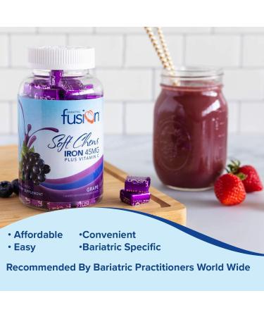 Bariatric Fusion Iron Soft Chew with Vitamin C | Grape Flavored Iron Supplement for Bariatric Patients | 60 Count Chewy Vitamins for Gastric Bypass & Sleeve Gastrectomy | 2 Month Supply - Buy Online on GoSupps.com
