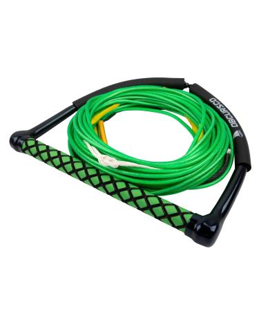 Obcursco 75 ft Wakeboard Rope, 4 Section Dyneema Watersport Rope with EVA Handle for Wakeboard, Water Ski and Kneeboard Green and Black
