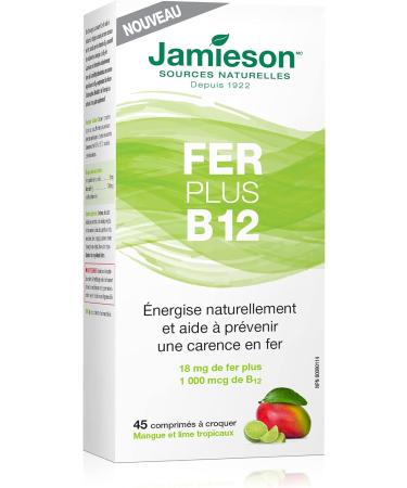 Jamieson Iron + Vitamin B12 Chewable Tablets - 45 Tabs - Buy Online on GoSupps.com
