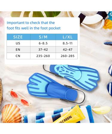 DOOHALO Swim Fins | Adult Snorkel Fins for Lap Swimming and Diving | Adjustable Size L/XL (8.5-11 US) | Navy Blue + Light Blue - Buy Online on GoSupps.com