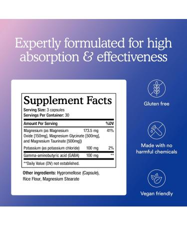 MitoQ Triple Magnesium Complex | Magnesium Glycinate, Taurinate, Oxide with GABA for Heart Health, Stress Management, & Deeper Sleep | High Absorption | 90 Capsules - Buy Online on GoSupps.com