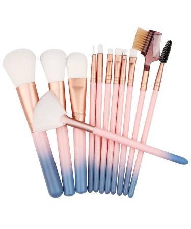 12 Piece Pink Makeup Brush Set for Foundation, Eyeshadow, Eyebrow, Eyeliner - Contour, Blush, Powder - Includes Concealer Brush - Professional Cosmetic Tools - Buy Online on GoSupps.com