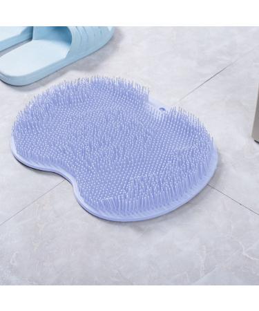 Back/Feet Scrubber for Shower Silicone Shower Brush with Suction Cup for Cleaning & Exfoliating Skin Floating Body Long Bristles for Wet or Dry Brushing Cleans The Body Easily 30 25cm (Blue)