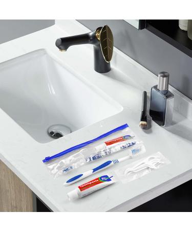 50 Disposable Toothbrushes with Toothpaste Set - Travel Kit with Zip Bag Toothbrush Covers & Floss Picks for Travel Hotels & Homeless Support - Buy Online on GoSupps.com