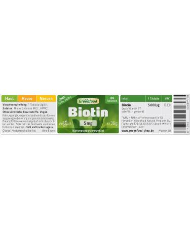 Biotin 5 mg High Dose - 180 Vegan Tablets for Hair & Skin | No Additives Non-GMO - Buy Online on GoSupps.com