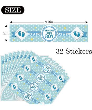 Welcome Baby Boy Water Bottle Stickers - Gender Reveal Wrappers - It's a Boy Labels - Baby Shower Decorations Blue (Set of 32) - Buy Online on GoSupps.com