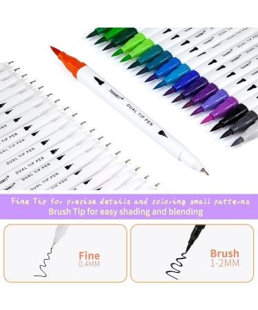 Dual Brush Marker Pens for Coloring Books - Tanmit Fine Tip Set for Journaling, Writing, and Art Projects - Buy Online on GoSupps.com