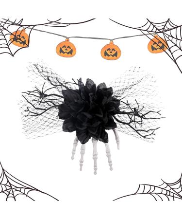 Halloween Barrettes for Women | Gothic Skeleton Hand Barrettes - Festival Hair Accessories Horror Headwear for Masquerade Parties Role Black - Buy Online on GoSupps.com
