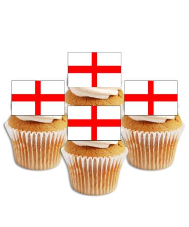 50 England Flag Cupcake Toppers English Flags Edible England Flags Flags Of The World Cake Decorations Eurovision Party Decorations Rugby Cake Decorations British Flag Football Decorations