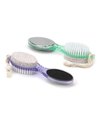 DecorRack 4-in-1 Pedicure Paddle Kit with Pumice Stone and Nail Cleaning Brush - Callus Corn Remover Manicure Foot Rasp Set, Blue and Purple, 2 Pack - Buy Online on GoSupps.com