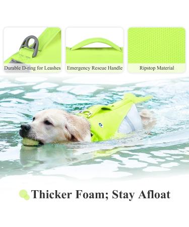 Vivaglory Dog Swimming Vest for Small & Medium Dogs - Adjustable Easy to Use Neon Yellow (S: 48-58 cm Ribcage Girth) - Buy Online on GoSupps.com