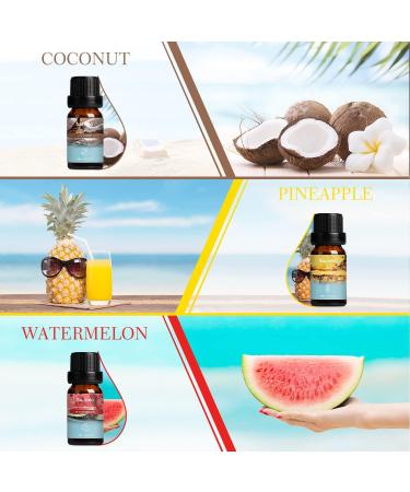 Salking Summer Essential Oils Set - 6x10ml 100% Pure Aromatherapy Fragrance Oils for Diffuser Humidifier & Massage - Coconut Pineapple Watermelon Marine Brizz Mojito Vanilla Ice Cream - Buy Online on GoSupps.com