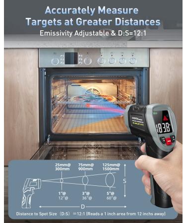 Eventek Infrarot Thermometer 3 in 1 -50 C to 600 C Digital Laser Temperature Meter with Meat Thermometer for Kitchen BBQ & Industry | International Shipping Available - Buy Online on GoSupps.com