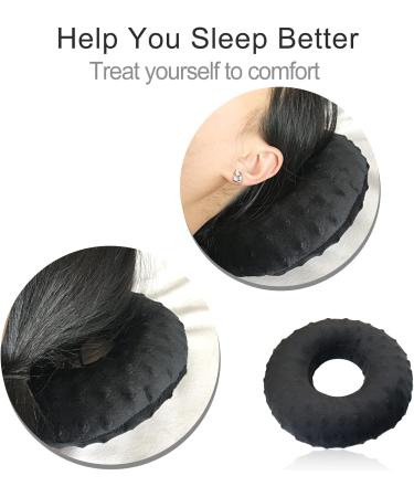 Piercing Pillow Ear Pillow Donut - Pain Relief for Earache Side Sleepers & Headphone Comfort | Minky Dot Black - Buy Online on GoSupps.com