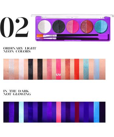  AmourGlint 10-color face paint kit fluorescent water-based body paint + 2 brushes. Vibrant body paint colors for fluorescent parties and festivals. (#2 11g) - Buy Online on GoSupps.com