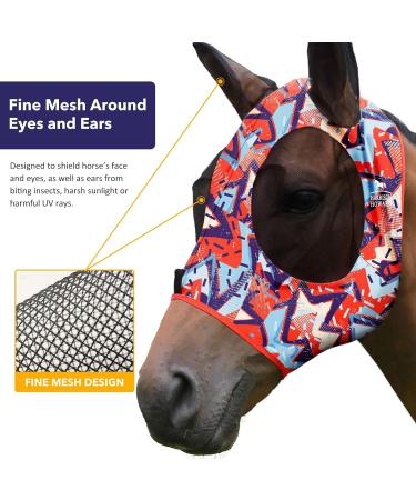 Buy Harrison Howard Stretchable UV Protection Fly Mask - Breathable with Mesh Eye Opening & Ventilating Ear Protection - Large Orange Geo-Print - International Shipping Available - Buy Online on GoSupps.com