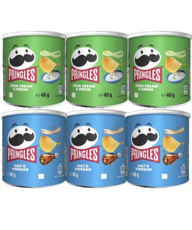 Sour Cream & Onion Tub 40g x3 with Salt & Vinegar Tub 40g x3 - Bundle Consisting of Pringles x6 Pack - Buy Online on GoSupps.com