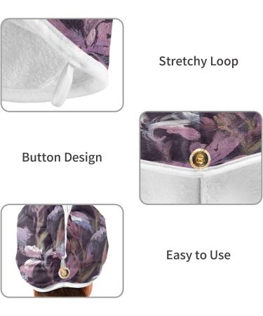 Blooming Iris Flower Dry Hair Cap Set | 2-Piece Quick Drying Towel & Button Headband | Super Absorbent & Comfortable - Buy Online on GoSupps.com