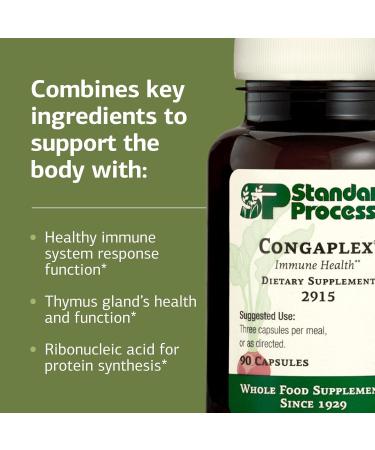 Standard Process Inc. Congaplex Thymus Gland Support Supplement Support Immune Health with Calcium Lactate Magnesium Vitamin C & Vitamin A Immune System Aid with Mushroom Powder - 90 Capsules 90 Count (Pack of 1) - Buy Online on GoSupps.com