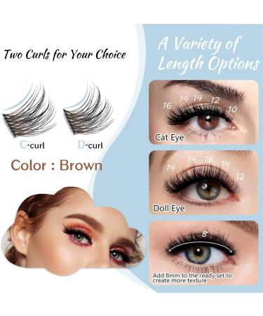 Colored Brown Lash Clusters 84 Pcs - DIY Cluster Eyelash Extensions for Natural Look - Soft and Comfortable - Sunny D-Mix (8-16mm) - Buy Online on GoSupps.com