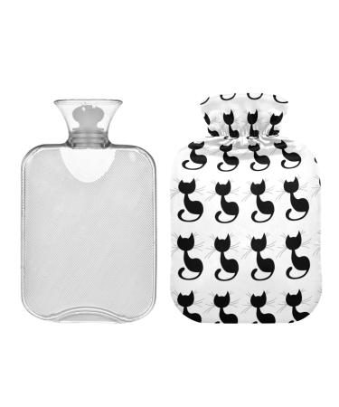 Hot Water Bottle 2L with Cover Black Cat Hot Water Bag for Pain Relief Hand Feet Warmer Winter