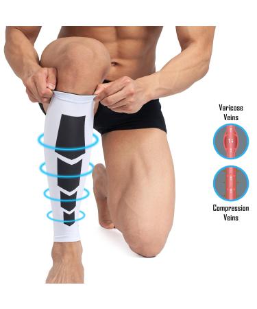 360 RELIEF Compression Calf Sleeves - Medium White | Shin Splints, Muscle Cramps | Fitness, Running, Hiking | 1 Pair with Mesh Laundry Bag - Buy Online on GoSupps.com