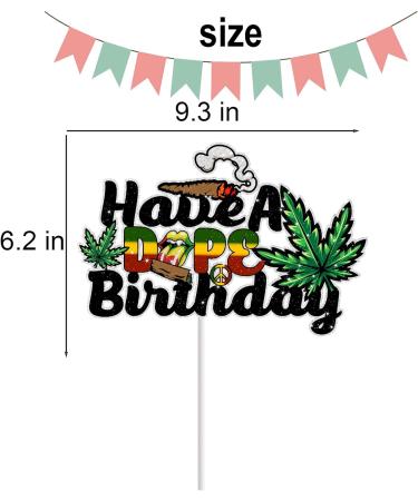 Weed Cake Topper for Adult Birthday Leaves Theme Party Supplies Glitter Peace Love Music Hippie 70s 60s Cake Decorations - Buy Online on GoSupps.com
