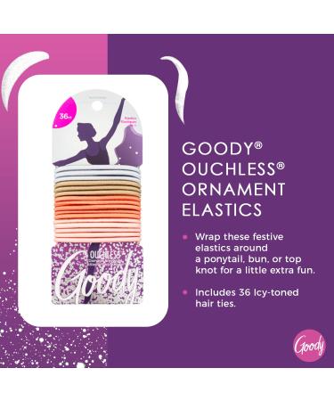 Goody Icy Holiday Ornament Elastics - 36 Count Assorted - Hair Accessories for Men, Women, Boys, and Girls - Secure & Style with Ease - Pain-Free for All Hair Types - Peach Pink Gold Silver - Buy Online on GoSupps.com