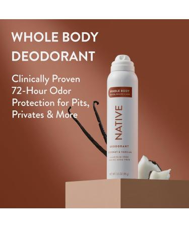Native Whole Body Deodorant Spray Contains Naturally Derived Ingredients Deodorant for Women & Men | 72 Hour Odor Protection Aluminum Free with Coconut Oil and Shea Butter | Coconut & Vanilla - Buy Online on GoSupps.com