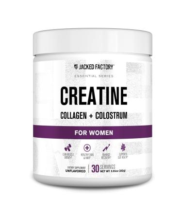 Jacked Factory Creatine for Women - Creatine Monohydrate with Collagen + Colostrum to Support Workout Performance Lean Muscle Growth Healthy Hair Skin & Nails - 30 Servings Unflavored