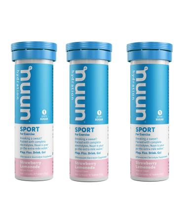 Nuun Sport: Strawberry Lemonade Electrolyte Drink Tablets (3 Tubes of 10 Tabs) 10 Count (Pack of 3)