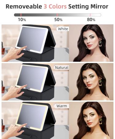 FASCINATE Lighted Makeup Case with 3 Color Setting Mirror - Travel Cosmetic Organizer in Black - Buy Online on GoSupps.com