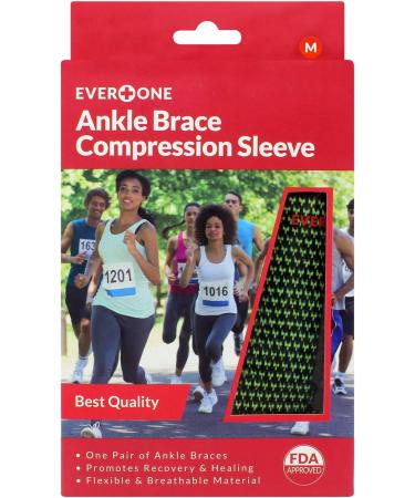 EverOne Ankle Brace Compression Sleeve for Injury Prevention and Recovery - Medium (1 Pair) - Buy Online on GoSupps.com