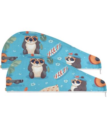 Panda Beach Hair Towel 2 Pack - Super Absorbent Quick Dry Hair Turbans for Women & Girls - Ideal Hair Drying Solution - Buy Online on GoSupps.com