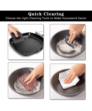 4 Pack Cast Iron Cleaner Set - Chainmail Scrubber, Pan Scraper, Grill Scraper, Kitchen Towel - Red - Buy Online on GoSupps.com