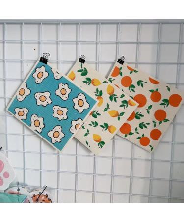 6pcs Wood Pulp Cotton Dishcloth Reusable Wet Dry Household Kitchen Dish Washing Pad Cellulose Cleaning Cloths Style 3 - Buy Online on GoSupps.com