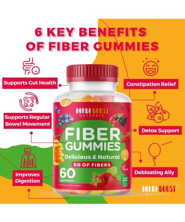 Prebiotic Fiber Gummies for Adults & Kids | Vegan Soluble Fiber with Inulin | Digestive Enzymes for Gut Health | Bloating Relief | Multicolor Natural Flavors - Buy Online on GoSupps.com