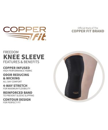 Copper Fit Unisex Adult Freedom Knee Compression Sleeve - Black, Large US - Buy Online on GoSupps.com